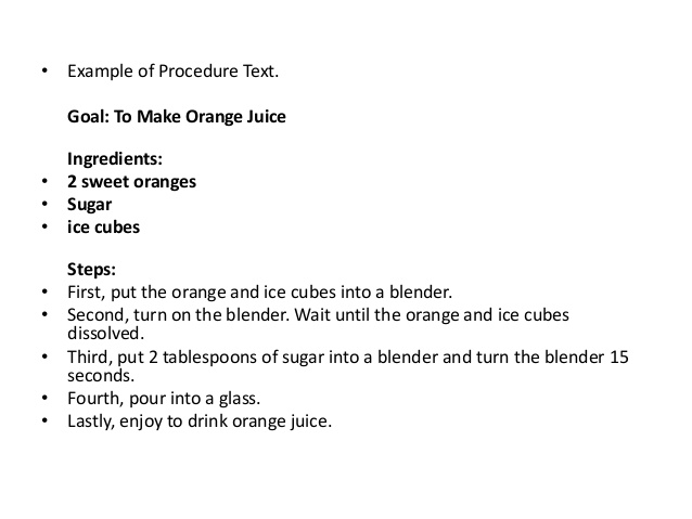 How To Make Orange Juice Procedure Text
